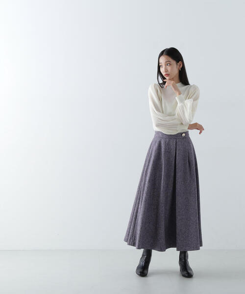 【NATURAL BEAUTY BASIC】プリーツチュールスリーブニット NATURAL BEAUTY BASIC（ナチュラルビューティーベーシック）の