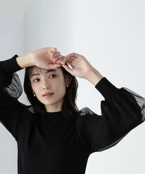 【NATURAL BEAUTY BASIC】プリーツチュールスリーブニット NATURAL BEAUTY BASIC（ナチュラルビューティーベーシック）の
