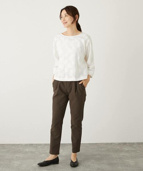 【セール】【華やかさをプラスするフラワーモチーフのカットジャガードブラウス】（シャツ/ブラウス）｜MELROSE claire（メルローズ クレール）