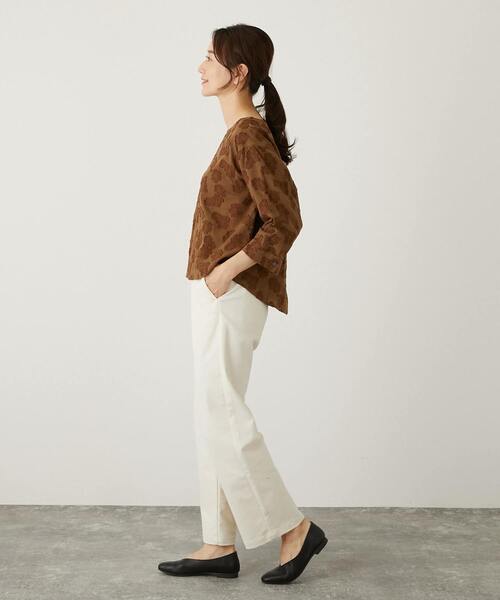 【セール】【華やかさをプラスするフラワーモチーフのカットジャガードブラウス】（シャツ/ブラウス）｜MELROSE claire（メルローズ クレール）