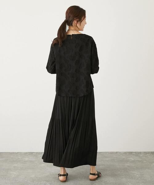 【セール】【華やかさをプラスするフラワーモチーフのカットジャガードブラウス】（シャツ/ブラウス）｜MELROSE claire（メルローズ クレール）