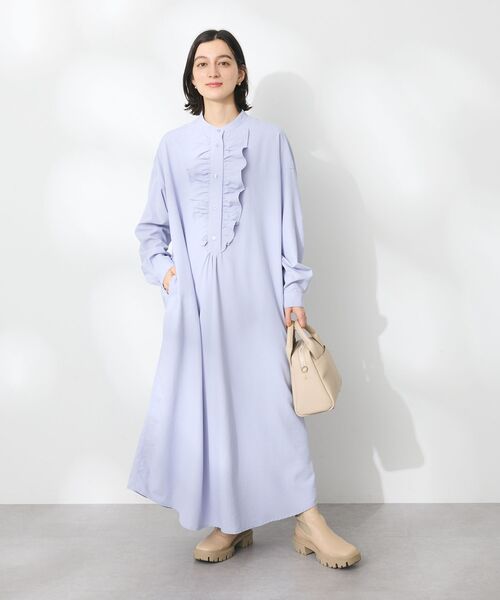 CRAFT STANDARD BOUTIQUE（クラフトスタンダードブティック）の「デシンフリルワンピース　◆（シャツワンピース・レディース・パープル/グリーン/オフホワイト/ブラック・FREE）」の10枚目の写真