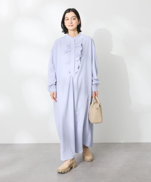 CRAFT STANDARD BOUTIQUE（クラフトスタンダードブティック）の「デシンフリルワンピース　◆（シャツワンピース・レディース・パープル/グリーン/オフホワイト/ブラック・FREE）」の11枚目の写真