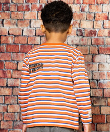 WASK | ロゴバックプリントマルチボーダー天竺Tシャツ(100~160cm)(Tシャツ/カットソー)