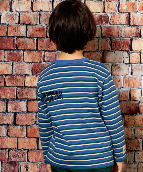 WASK（ワスク）の「ロゴバックプリントマルチボーダー天竺Tシャツ(100~160cm)（Tシャツ/カットソー・キッズ・レッド系/グリーン系・100cm/110cm/120cm/130cm/140cm/150cm/160cm）」の6枚目の写真