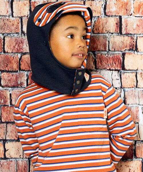 WASK（ワスク）の「ロゴバックプリントマルチボーダー天竺Tシャツ(100~160cm)（Tシャツ/カットソー・キッズ・レッド系/グリーン系・100cm/110cm/120cm/130cm/140cm/150cm/160cm）」の7枚目の写真