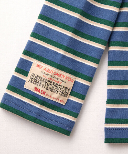 WASK（ワスク）の「ロゴバックプリントマルチボーダー天竺Tシャツ(100~160cm)（Tシャツ/カットソー・キッズ・レッド系/グリーン系・100cm/110cm/120cm/130cm/140cm/150cm/160cm）」の12枚目の写真