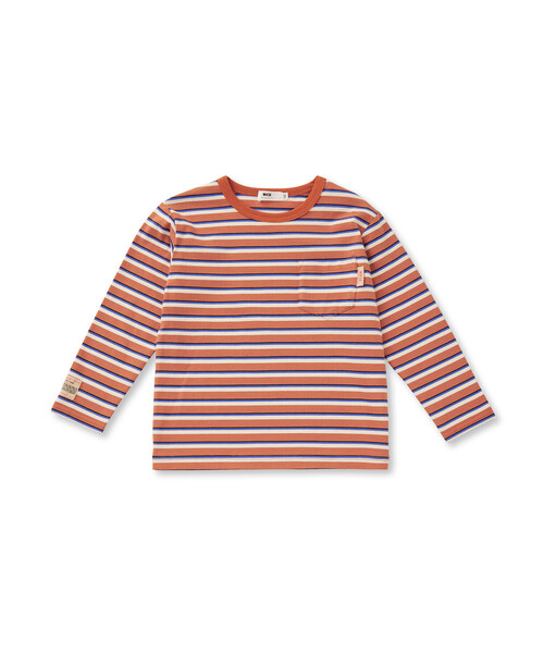 WASK（ワスク）の「ロゴバックプリントマルチボーダー天竺Tシャツ(100~160cm)（Tシャツ/カットソー・キッズ・レッド系/グリーン系・100cm/110cm/120cm/130cm/140cm/150cm/160cm）」の14枚目の写真