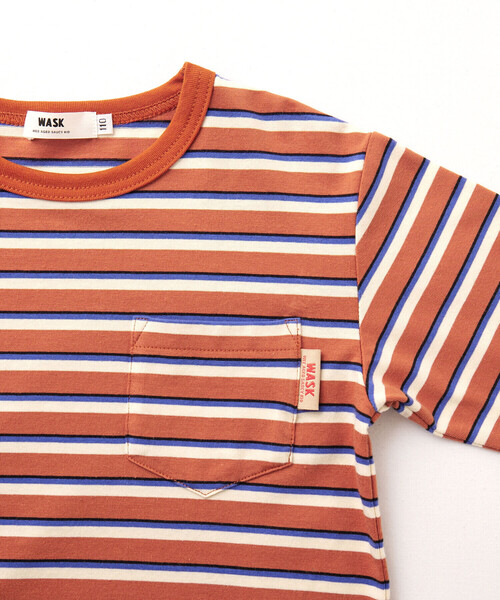 WASK（ワスク）の「ロゴバックプリントマルチボーダー天竺Tシャツ(100~160cm)（Tシャツ/カットソー・キッズ・レッド系/グリーン系・100cm/110cm/120cm/130cm/140cm/150cm/160cm）」の16枚目の写真