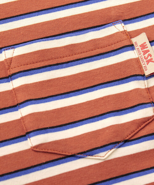 WASK（ワスク）の「ロゴバックプリントマルチボーダー天竺Tシャツ(100~160cm)（Tシャツ/カットソー・キッズ・レッド系/グリーン系・100cm/110cm/120cm/130cm/140cm/150cm/160cm）」の3枚目の写真