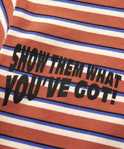 WASK（ワスク）の「ロゴバックプリントマルチボーダー天竺Tシャツ(100~160cm)（Tシャツ/カットソー・キッズ・レッド系/グリーン系・100cm/110cm/120cm/130cm/140cm/150cm/160cm）」の5枚目の写真