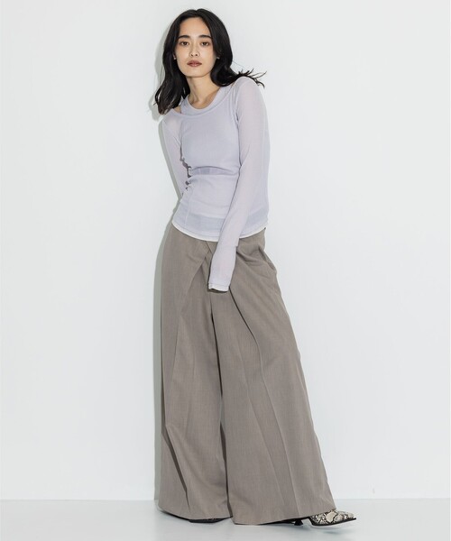 STUDIOUS（ステュディオス）の「【STUDIOUS/ステュディオス】カシミアシルクウールタンクトップ/エアリータッチ/なめらかな肌触り（タンクトップ・レディース・オフホワイト/ダークグレー/ラベンダー/グレー系その他・FREE）」の6枚目の写真