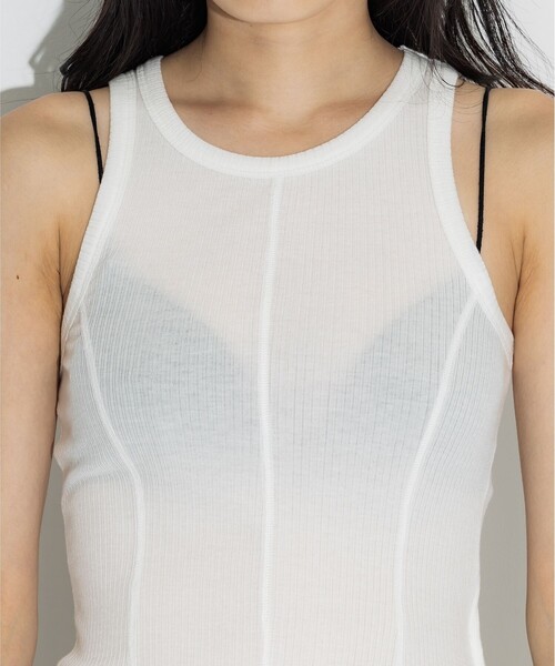 STUDIOUS（ステュディオス）の「【STUDIOUS/ステュディオス】カシミアシルクウールタンクトップ/エアリータッチ/なめらかな肌触り（タンクトップ・レディース・オフホワイト/ダークグレー/ラベンダー/グレー系その他・FREE）」の19枚目の写真