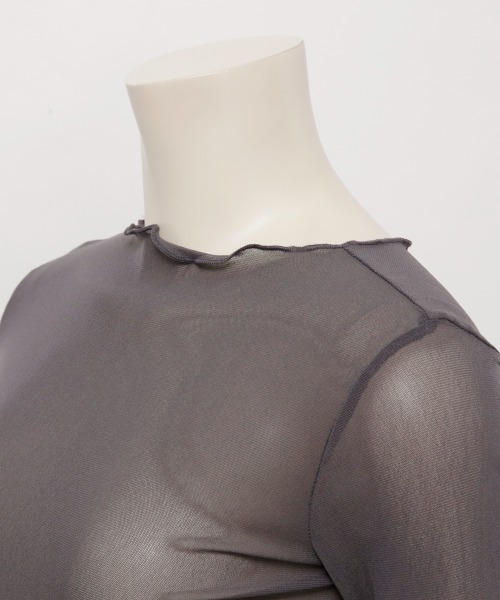 Rejoule（リジュール）の「長袖チュールシアートップス（Tシャツ/カットソー・レディース・チャコールグレー/ブラック/ホワイト/アイボリー/ライトブルー・FREE）」の14枚目の写真
