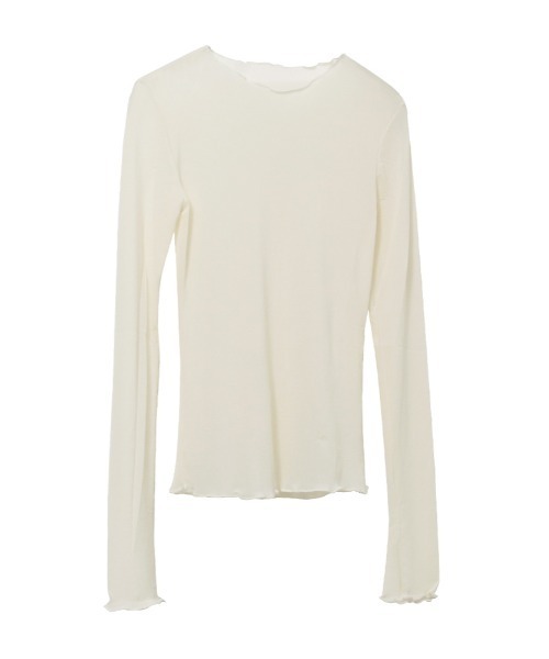 Rejoule（リジュール）の「長袖チュールシアートップス（Tシャツ/カットソー・レディース・チャコールグレー/ブラック/ホワイト/アイボリー/ライトブルー・FREE）」の12枚目の写真