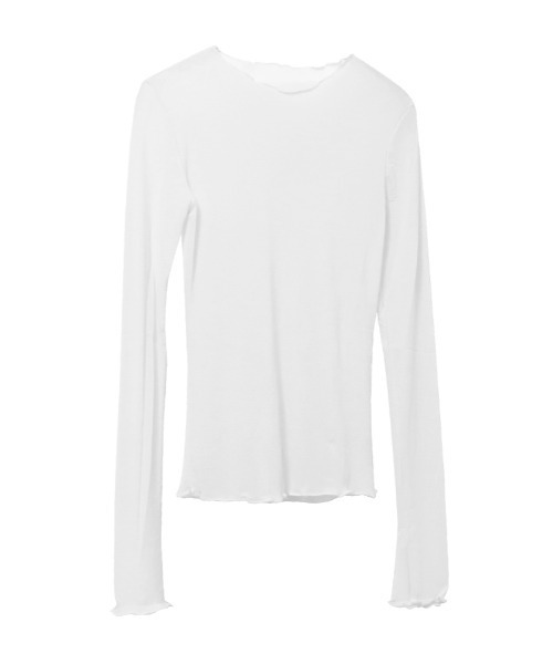 Rejoule（リジュール）の「長袖チュールシアートップス（Tシャツ/カットソー・レディース・チャコールグレー/ブラック/ホワイト/アイボリー/ライトブルー・FREE）」の11枚目の写真