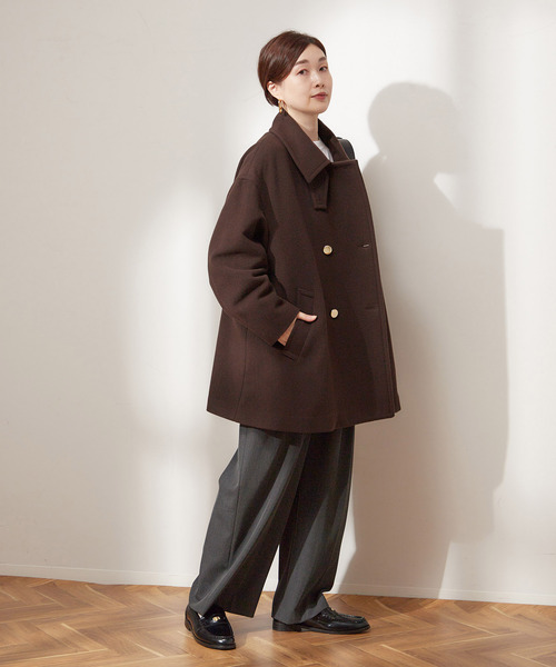 美品✨レサージュSUPER120 MANTECOステンカラーショートコート ジャーナルスタンダード レサージュ JOURNAL STANDARD L'ESSAGE