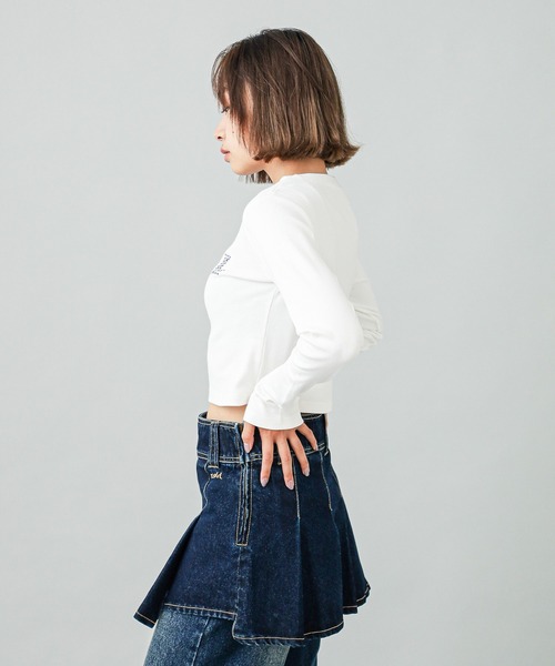 X-girl（エックスガール）の「STAR LOGO L/S BABY TEE（Tシャツ/カットソー・レディース・ホワイト/ピンク/ブラック・S/M）」の16枚目の写真