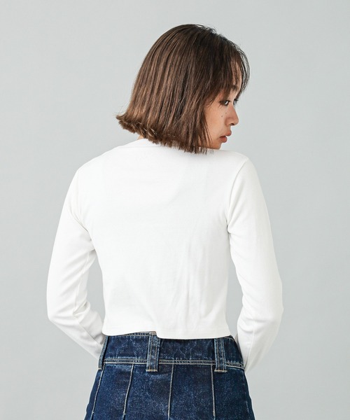 X-girl（エックスガール）の「STAR LOGO L/S BABY TEE（Tシャツ/カットソー・レディース・ホワイト/ピンク/ブラック・S/M）」の15枚目の写真