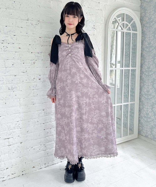 ROJITA(ロジータ)の「肩リボン花柄ロングワンピース(ワンピース・レディース・アイボリー/パープル/ブラック・FREE)」の14枚目の写真