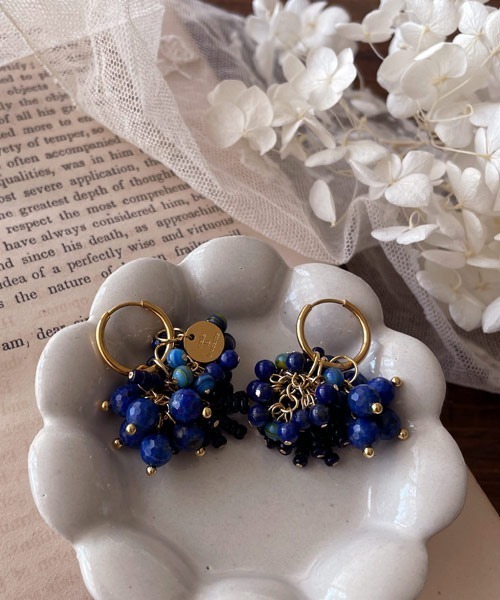 高品質 ラリマー ピアス 天然石 サージカルステンレス アレルギー対応