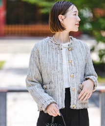 F by ROSSO | F by ROSSO　ミックスツイードノーカラージャケット(ノーカラージャケット)