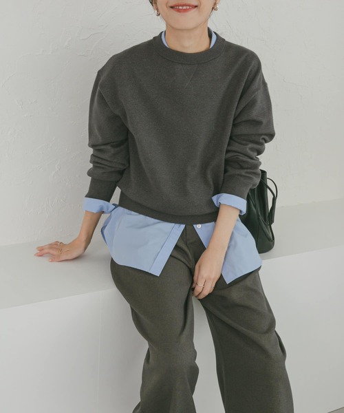 URBAN RESEARCH DOORS(アーバンリサーチドアーズ)の「『UR TECH 200日ニット』スウェットライクプルオーバー(ニット/セーター・レディース・チャコールグレー/ベージュ/レッド/イエロー/オフホワイト/ブルー/グレー・MEDIUM)」の3枚目の写真