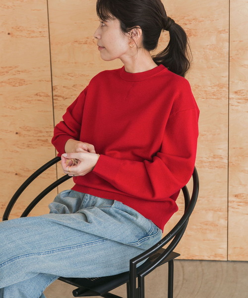 URBAN RESEARCH DOORS(アーバンリサーチドアーズ)の「『UR TECH 200日ニット』スウェットライクプルオーバー(ニット/セーター・レディース・チャコールグレー/ベージュ/レッド/イエロー/オフホワイト/ブルー/グレー・MEDIUM)」の22枚目の写真