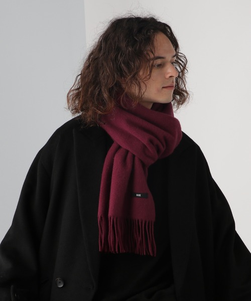 HARE（ハレ）の「ウールカシミヤマフラー(HARE)（マフラー・メンズ・レッド/ブラック/グレー・FREE）」の3枚目の写真