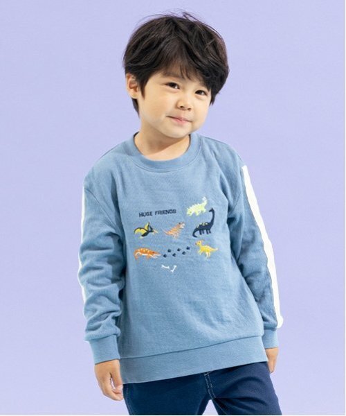 セール】恐竜刺しゅう袖ライン接結長袖Tシャツ（Tシャツ