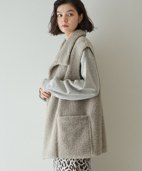 セール】【リバーシブル】ボア×レザー調ベスト（ベスト）｜OPAQUE.CLIP