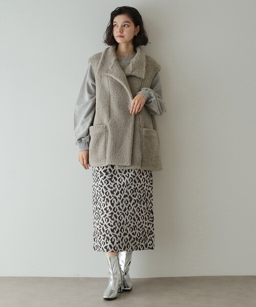 セール】【リバーシブル】ボア×レザー調ベスト（ベスト）｜OPAQUE.CLIP