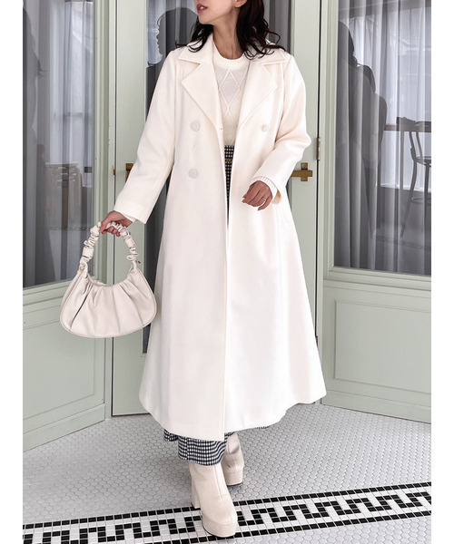 MIIA（ミーア）の「ダブルボタンウエストリボンコート（その他アウター・レディース・オフホワイト/ピンク/ブラック・FREE）」の15枚目の写真