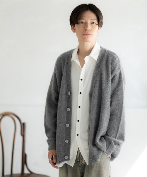 improves（インプローブス）の「フェザーヤーン ニット カーディガン（カーディガン/ボレロ・メンズ・グレー/ブラック/ベージュ/ホワイト/レッド・MEDIUM/LARGE）」の13枚目の写真