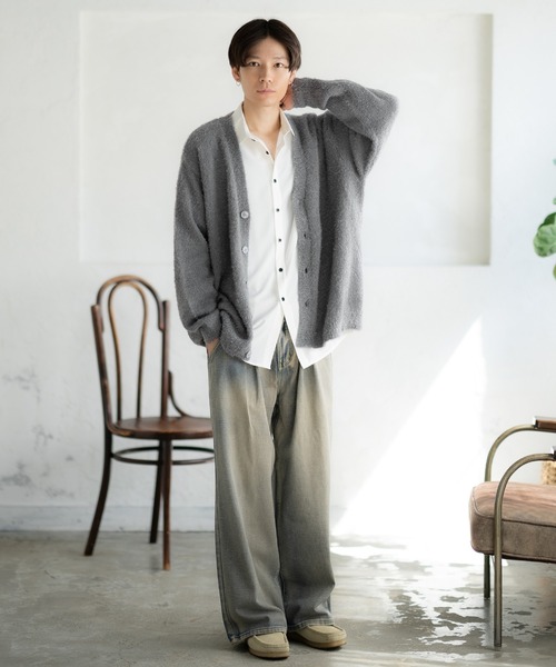 improves（インプローブス）の「フェザーヤーン ニット カーディガン（カーディガン/ボレロ・メンズ・グレー/ブラック/ベージュ/ホワイト/レッド・MEDIUM/LARGE）」の15枚目の写真