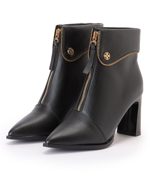 セール】フロント ファスナー ハイヒール ショート ブーツ（ブーツ