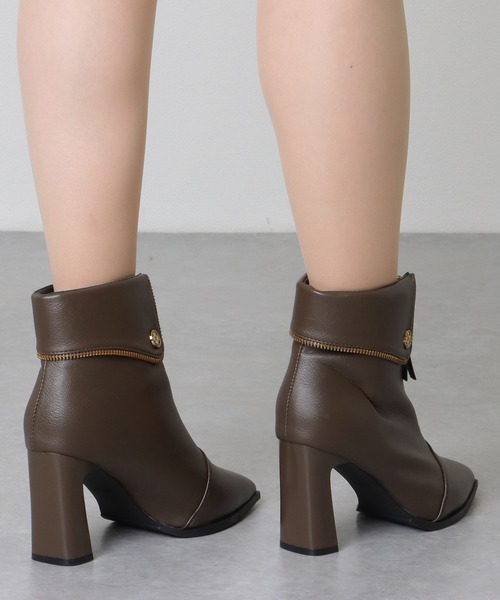 セール】フロント ファスナー ハイヒール ショート ブーツ（ブーツ