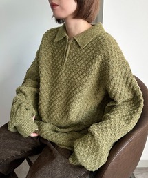 【apresjour mignon SOIE】ユニセックスジップポロニット【ZOZOTOWN限定アイテム】