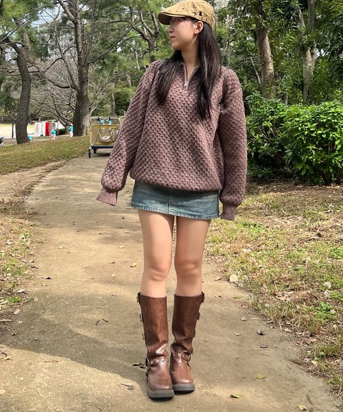 apres jour mignon（アプレジュールミニョン）の「【apresjour mignon SOIE】ユニセックスジップポロニット【ZOZOTOWN限定アイテム】（ニット/セーター・レディース・ブラウン系その他/ボルドー/グリーン系その他・X-LARGE/フリー）」の12枚目の写真