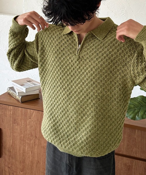 apres jour mignon（アプレジュールミニョン）の「【apresjour mignon SOIE】ユニセックスジップポロニット【ZOZOTOWN限定アイテム】（ニット/セーター・レディース・ブラウン系その他/ボルドー/グリーン系その他・X-LARGE/フリー）」の22枚目の写真