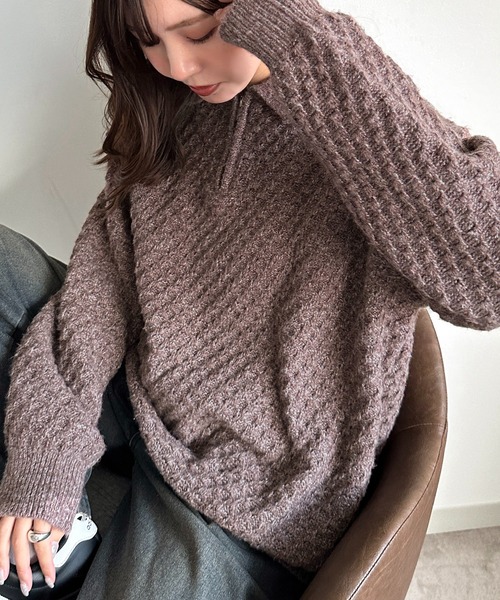 apres jour mignon（アプレジュールミニョン）の「【apresjour mignon SOIE】ユニセックスジップポロニット【ZOZOTOWN限定アイテム】（ニット/セーター・レディース・ブラウン系その他/ボルドー/グリーン系その他・X-LARGE/フリー）」の4枚目の写真