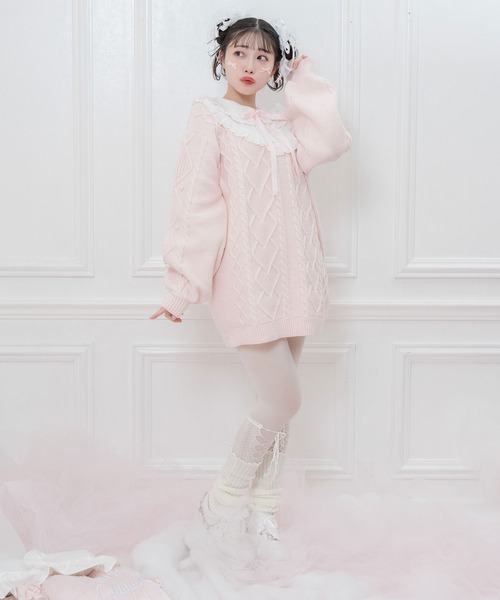 Honey Cinnamon リボン配色パステルワンピース ピンク リボン配色パステルワンピース – BUNNY APARTMENT