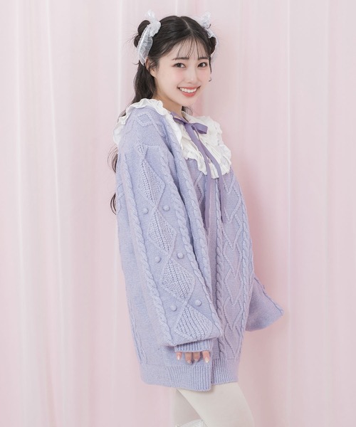 Honey Cinnamon（ハニーシナモン）の「コットンレース配色ニット