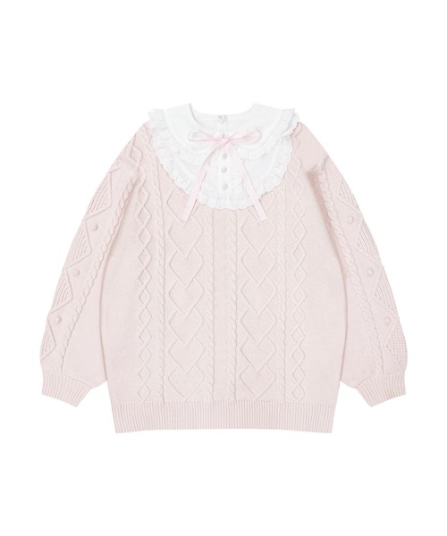 Honey Cinnamon（ハニーシナモン）の「コットンレース配色ニット