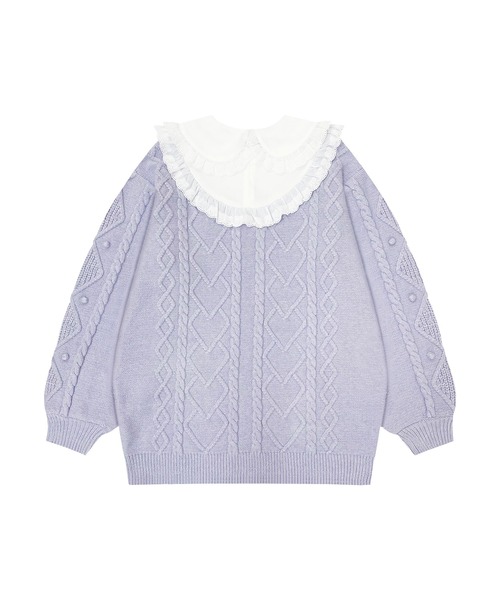 Honey Cinnamon コットンレース配色ニットワンピース ピンク Honey Cinnamon コットンレース配色ニットワンピース ピンク Honey