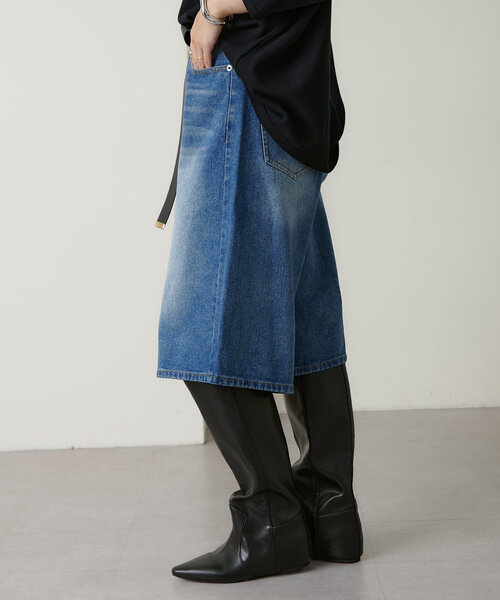 Omekashi(オメカシ)の「デニムハーフパンツ(デニムパンツ・レディース・インディゴブルー・36/38)」の4枚目の写真