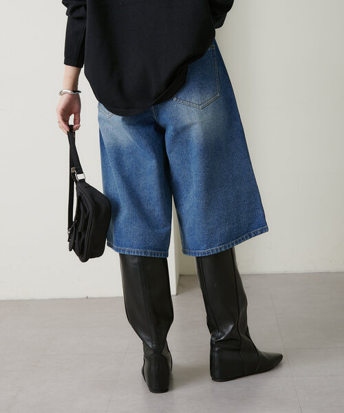 Omekashi(オメカシ)の「デニムハーフパンツ(デニムパンツ・レディース・インディゴブルー・36/38)」の6枚目の写真