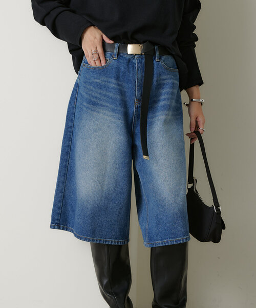 Omekashi(オメカシ)の「デニムハーフパンツ(デニムパンツ・レディース・インディゴブルー・36/38)」の8枚目の写真