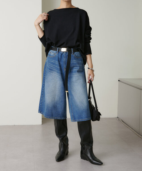 Omekashi(オメカシ)の「デニムハーフパンツ(デニムパンツ・レディース・インディゴブルー・36/38)」の10枚目の写真