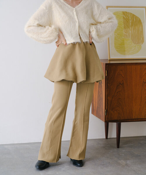 Kastane ベージュ Kastane（カスタネ）の「リブニットフレアパンツ（その他パンツ）」 - WEAR